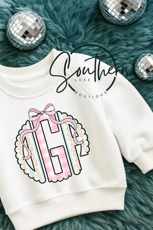 Girls Pink Custom Initial Sweatshirt/Tee✨