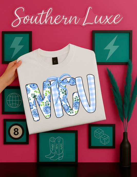 Blue Gingham Custom Wording Graphic🩵