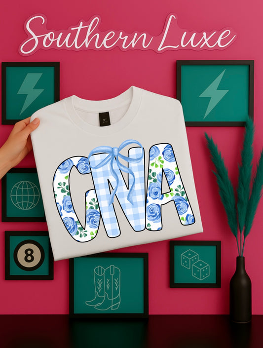 Blue Gingham CNA Graphic🩵